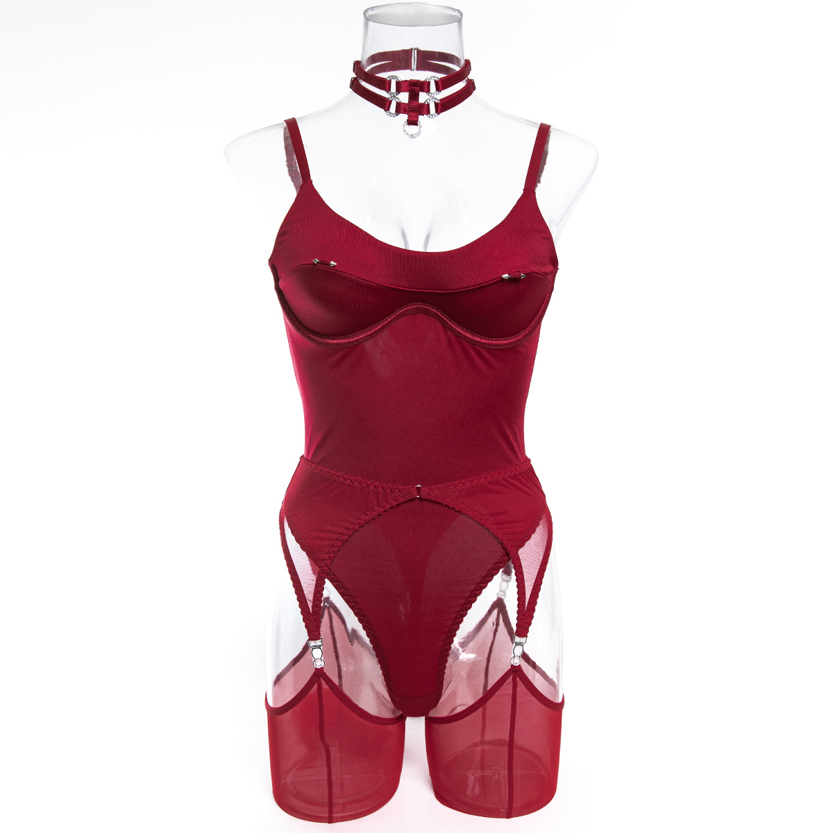 Women Body Shaping Tight Bodysuit with Stockings Seductive Body Lingerie Set